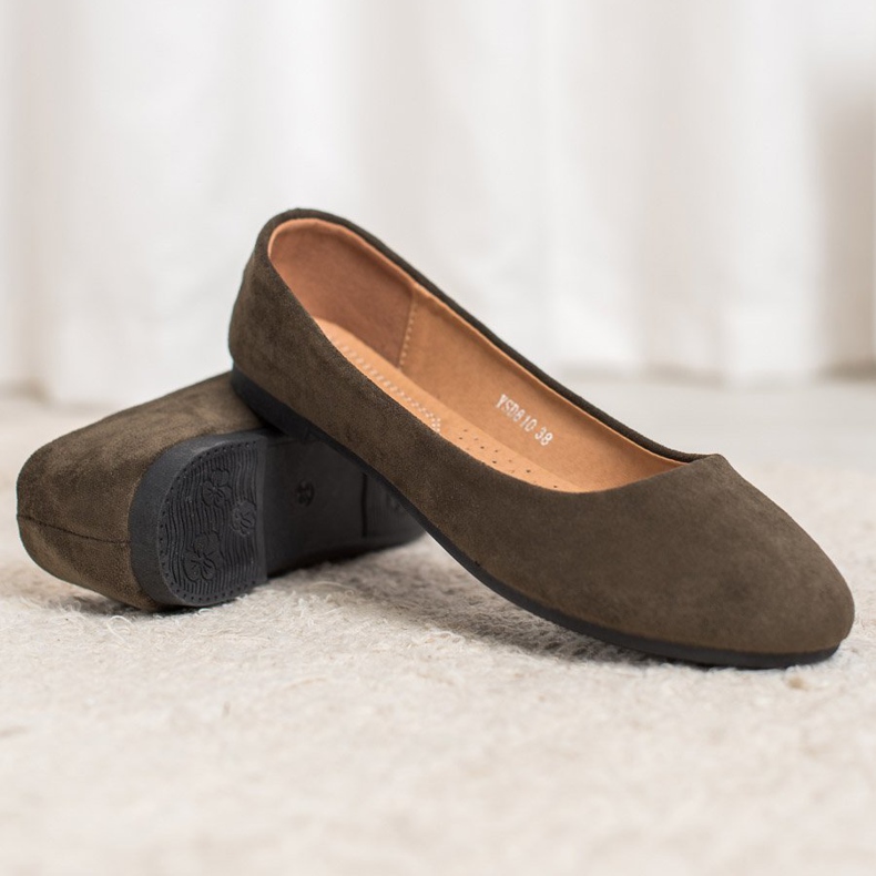 Diamantique Balerini clasici din piele de căprioară multicolor verde 2