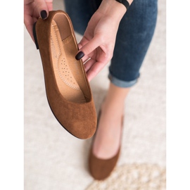 Diamantique Balerini clasici din piele de căprioară maro 1