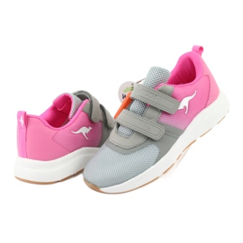Pantofi sport cu velcro KangaROOS 18506 gri / roz neon 4