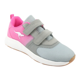 Pantofi sport cu velcro KangaROOS 18506 gri / roz neon 1