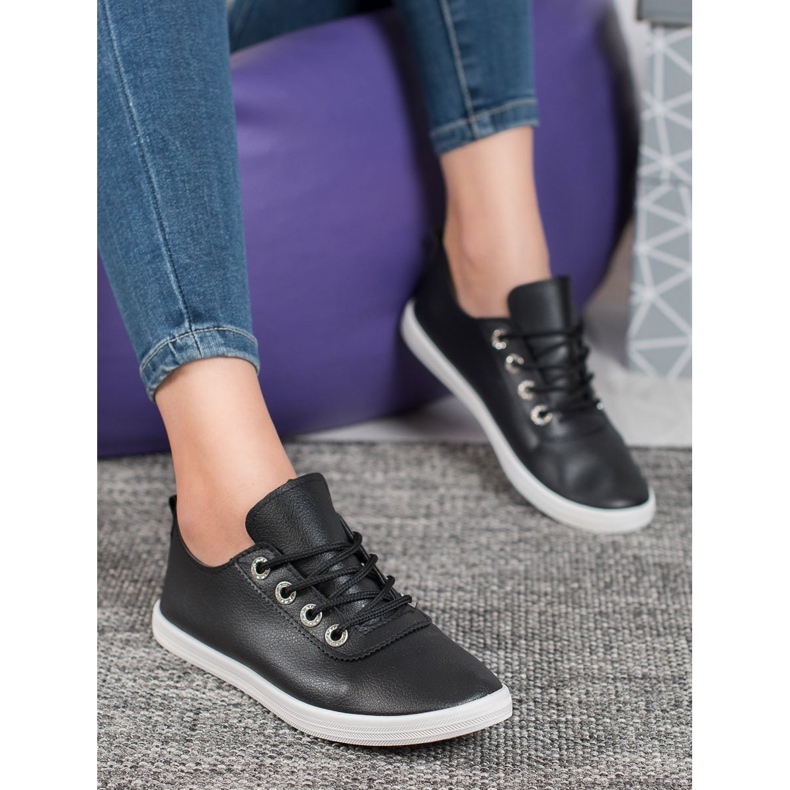 SHELOVET Adidași eleganți cu piele ecologică negru 1