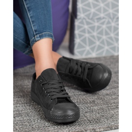 SHELOVET Adidași din piele de căprioară negru 1