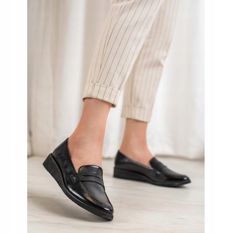 Goodin Mocasini cu pană neagră negru 1 Goodin Mocasini cu pană neagră negru 1