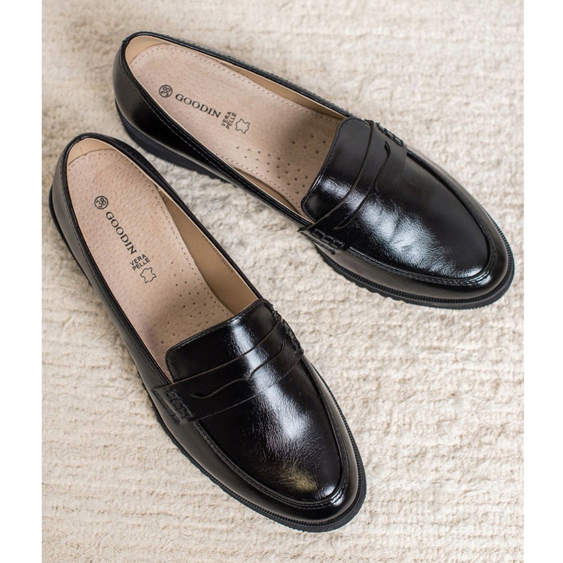 Goodin Mocasini cu pană neagră negru 2 Goodin Mocasini cu pană neagră negru 2