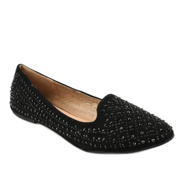 Mocasini balerina neagra decorati cu F160 negru 1