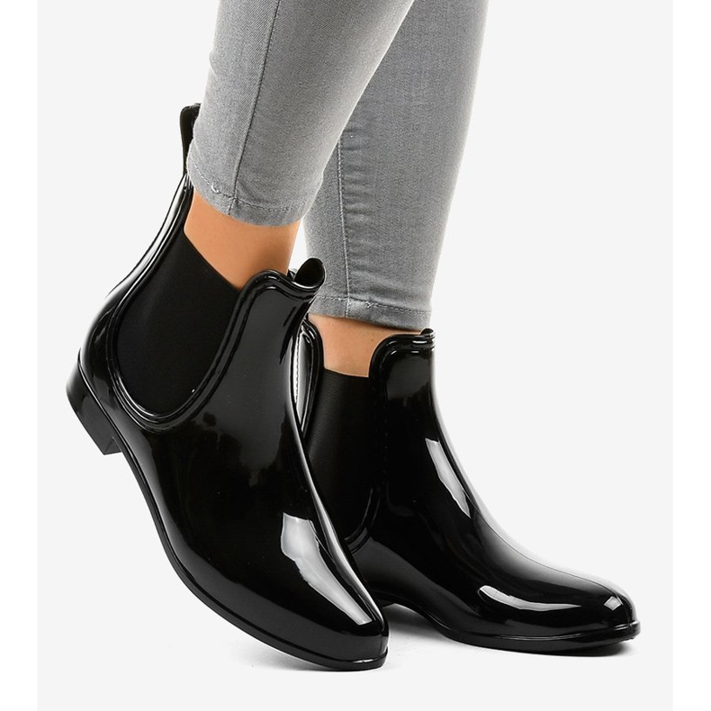 Cizme scurte de ploaie negre cu un LFF10-1 elastic negru 2