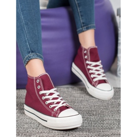 SHELOVET Adidași din material textil înalt roșu 1