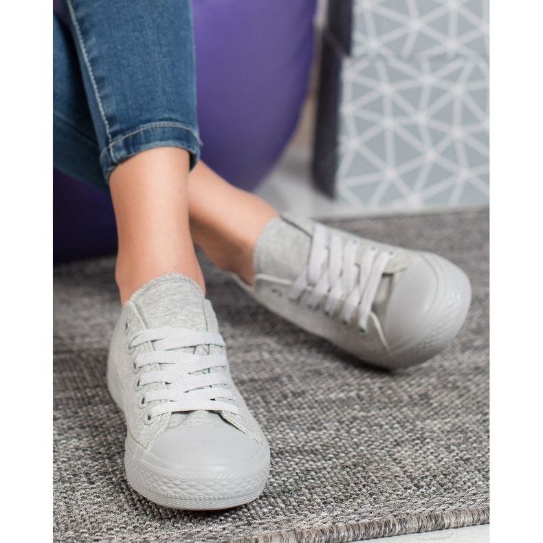 SHELOVET Adidași din material textil gri 1