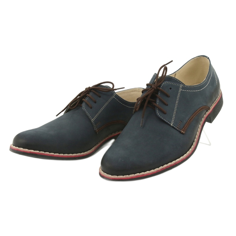 Moskała Pantofi din piele pentru bărbați 761 Navy Blue Moskła albastru 3 Moskała Pantofi din piele pentru bărbați 761 Navy Blue Moskła albastru 3