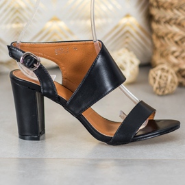 SHELOVET Sandale confortabile cu toc înalt negru 2