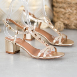 Small Swan Sandale Aurii Cu Știfturi de aur 1 Small Swan Sandale Aurii Cu Știfturi de aur 1