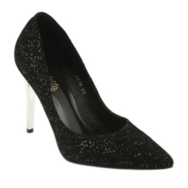 Pompe din piele pe Szpilka 497 Black Espinto negru 1