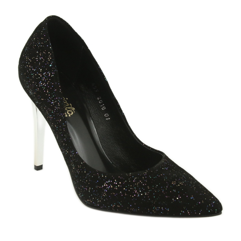 Pompe din piele pe Szpilka 497 Black Espinto negru 1