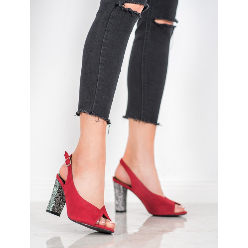 Goodin Sandale Cu Toc Decorativ roșu 2