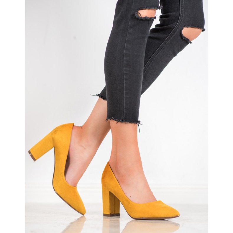 Ideal Shoes Pompe cu toc înalt galben 1