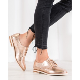 SHELOVET Pantofi aurii cu piele ecologică de aur 2