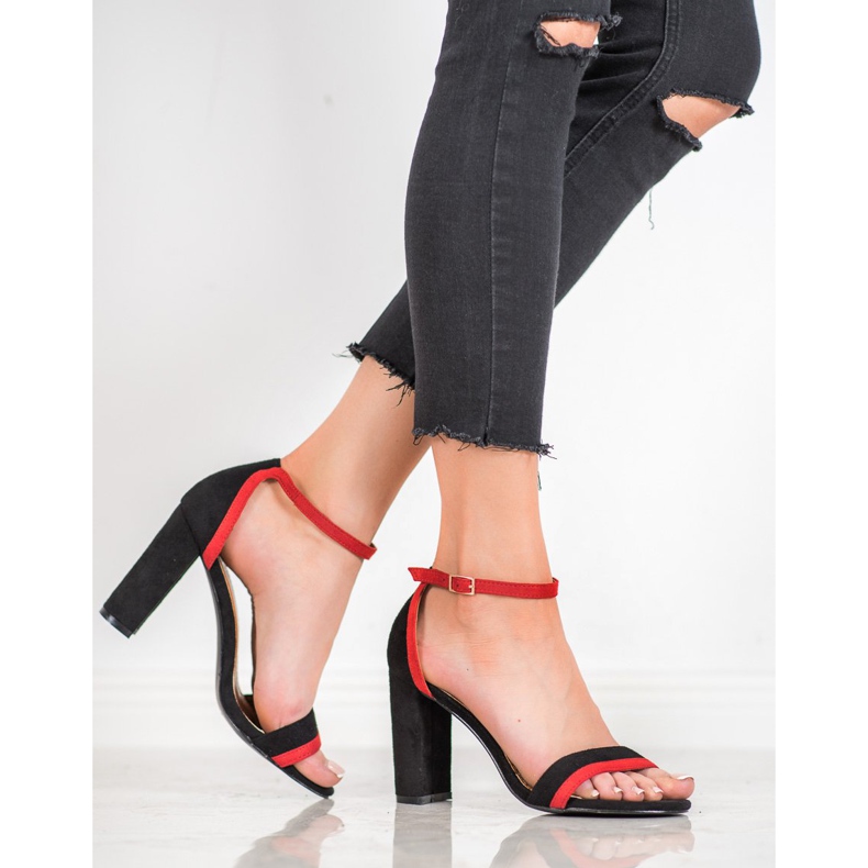 SHELOVET Sandale elegante cu toc negru 1