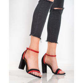 SHELOVET Sandale elegante cu toc negru 2