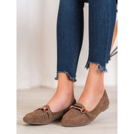 Fama Domnii din piele de căprioară cu ornament maro 1