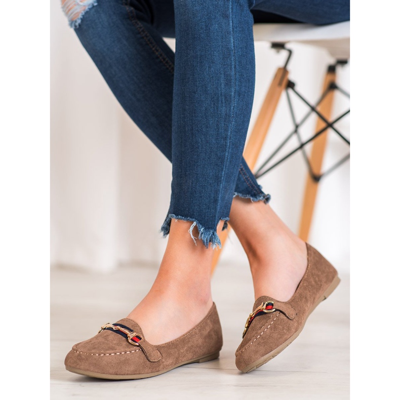 Fama Domnii din piele de căprioară cu ornament maro 2