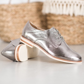 SHELOVET Pantofi gri cu piele ecologică 1