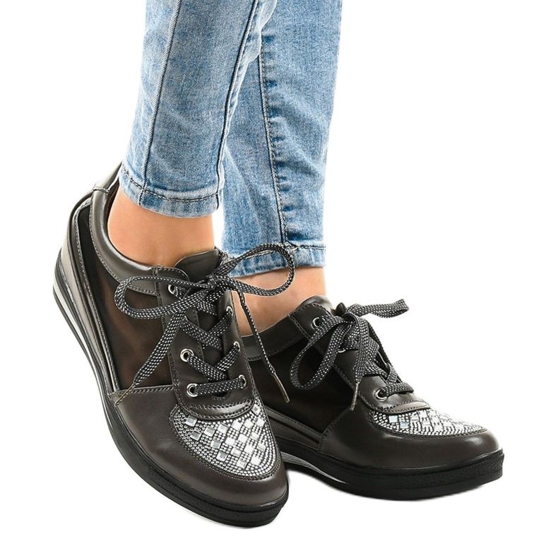 Adidași din plasă gri pe pană TL-29 1