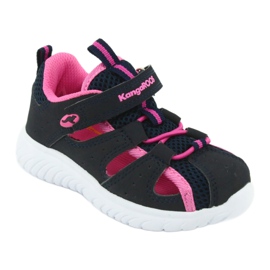 Sandale cu velcro KangaRoos 02058 dk bleumarin albastru marin roz 1