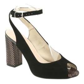 Gamis Sandale din piele neagră pentru femei negre 3930 negru 1