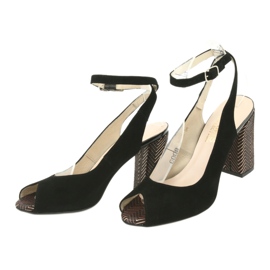 Gamis Sandale din piele neagră pentru femei negre 3930 negru 3