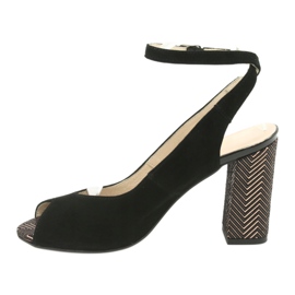 Gamis Sandale din piele neagră pentru femei negre 3930 negru 2