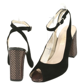 Gamis Sandale din piele neagră pentru femei negre 3930 negru 4