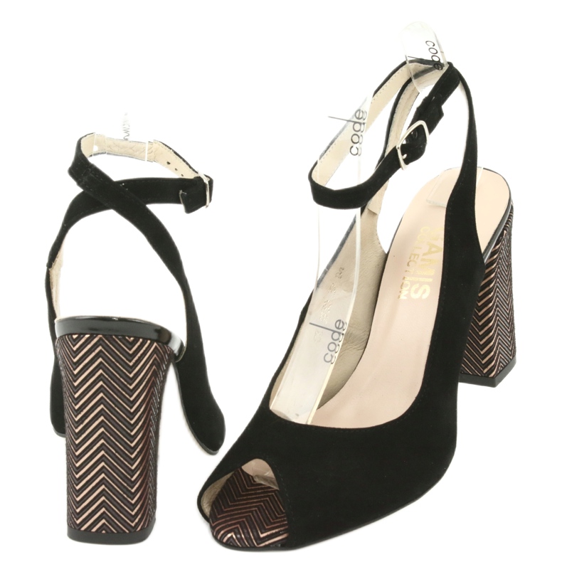 Gamis Sandale din piele neagră pentru femei negre 3930 negru 4