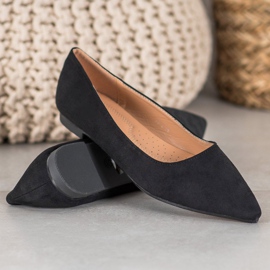 SHELOVET Suede Ballerina In Spitz negru 1
