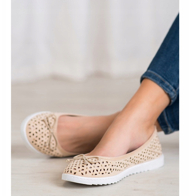 SHELOVET Balerină ajurată cu arc maro 1 SHELOVET Balerină ajurată cu arc maro 1