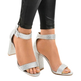 Pompe argintii cu sclipici deschis ZY-161 gri 1