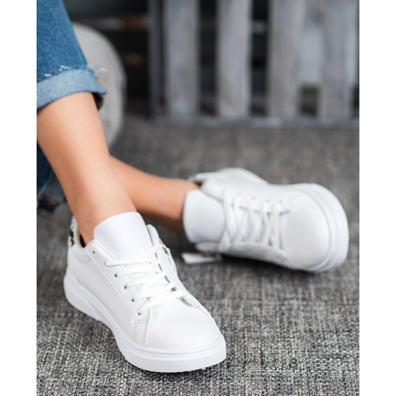 SHELOVET Încălțăminte sport cu fermoar decorativ alb 2