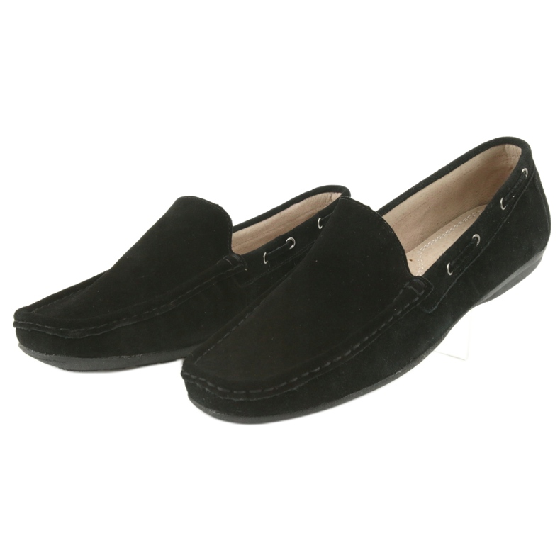 Mocasini de piele intoarsa neagra pentru barbati American Club JK01 negru 2