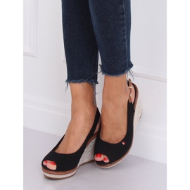 Sandale negre pe toc toc R132P Negru 1