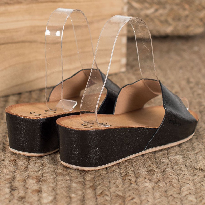 SHELOVET Papuci cu pană elegantă negru 1 SHELOVET Papuci cu pană elegantă negru 1