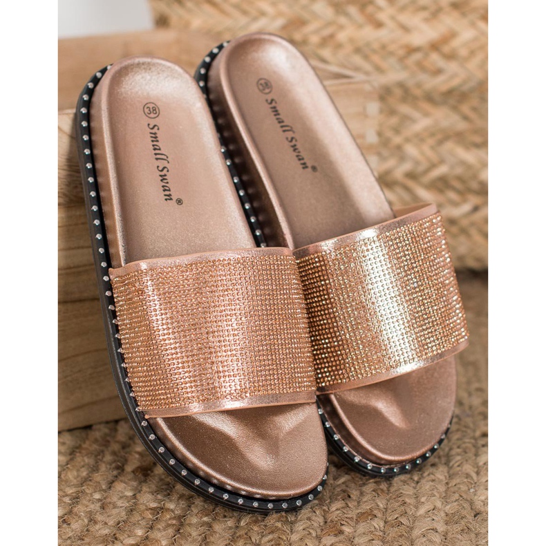 SHELOVET Papuci la modă cu zirconiu cubic galben 2