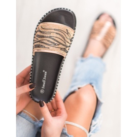 SHELOVET Papuci la modă cu zirconiu cubic maro galben 2