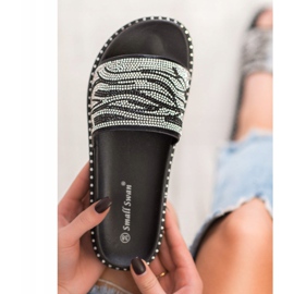 SHELOVET Papuci la modă cu zirconiu cubic negru gri 1