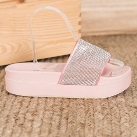 SHELOVET Papuci pe platformă roz 1