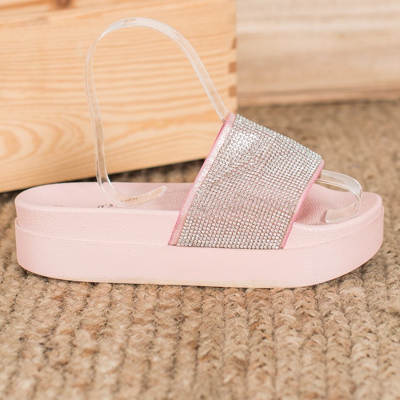 SHELOVET Papuci pe platformă roz 1