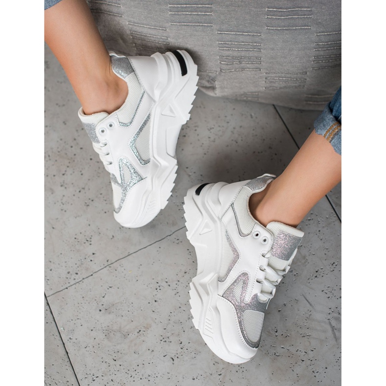 Seastar Adidași la modă cu sclipici alb multicolor 1