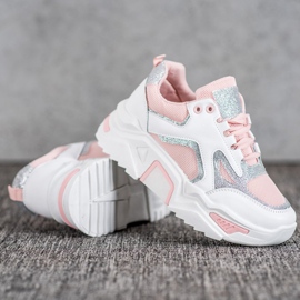 Seastar Adidași la modă cu sclipici alb roz 1