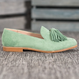 Seastar Încălțăminte din piele de căprioară cu franjuri verde 2