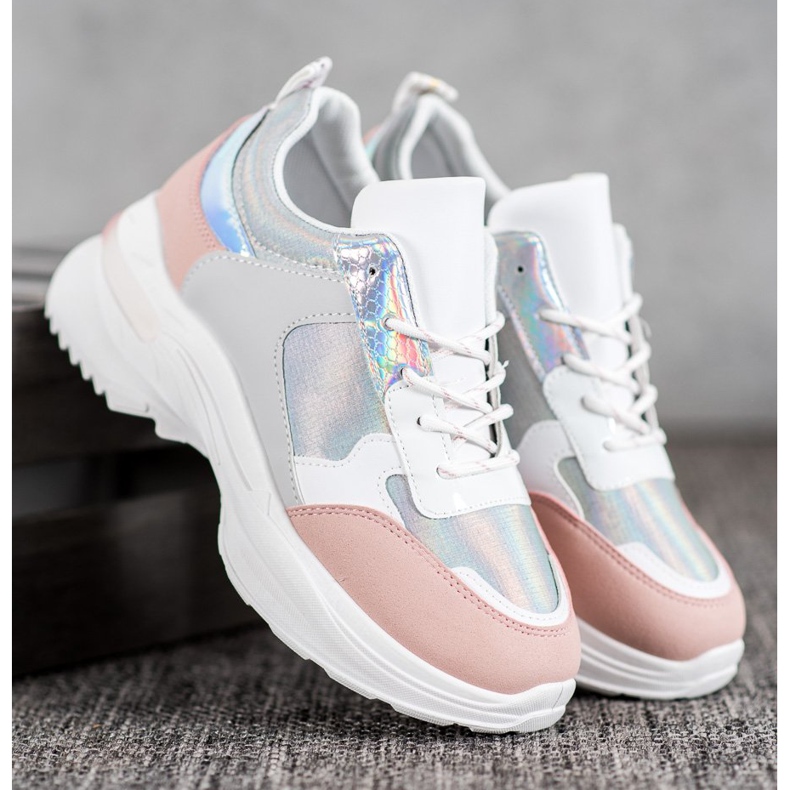 SHELOVET Adidași confortabili pe platformă alb multicolor 1