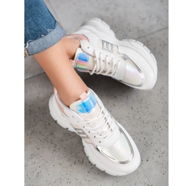 SHELOVET Adidași la modă din piele ecologică alb multicolor 1 SHELOVET Adidași la modă din piele ecologică alb multicolor 1