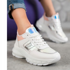 SHELOVET Adidași la modă din piele ecologică alb multicolor 2 SHELOVET Adidași la modă din piele ecologică alb multicolor 2